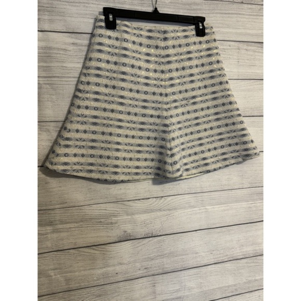 J.Crew Women's Winter‎ Skirt White Blue Snowflake Gold Shimmer Size 0 VGC - Picture 7 of 9